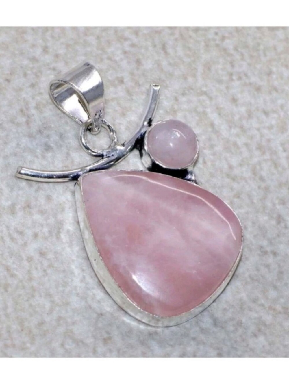 Rose Quartz Gemstone Jewelry 925 Sterling Silver Handmade Pendant Necklace